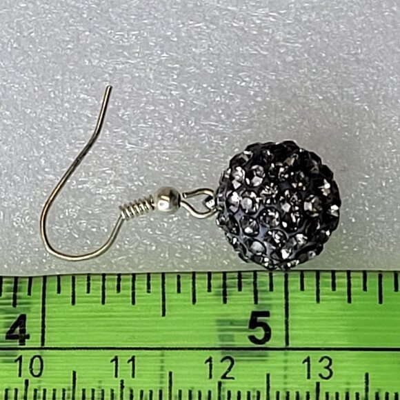 Mini Grey Dangle Ball Bead Earrings - Picture 6 of 7